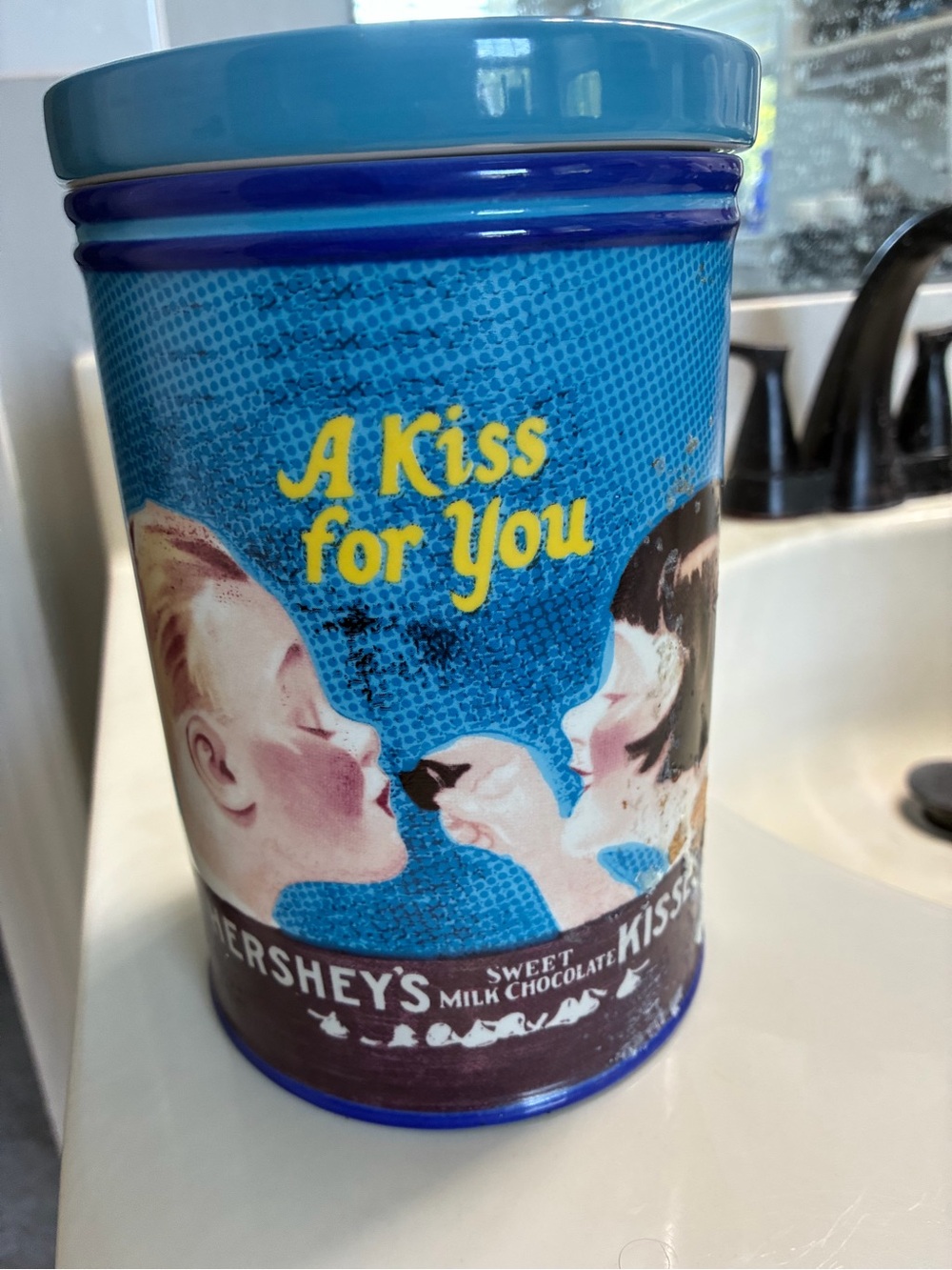 Hershey's Blue 'A Kiss for You' Decorative Storage . Ceramic not Tin